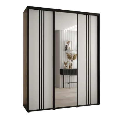Šatní skříň ASIRI 7 - 190/60 cm, černá / bílá / černá