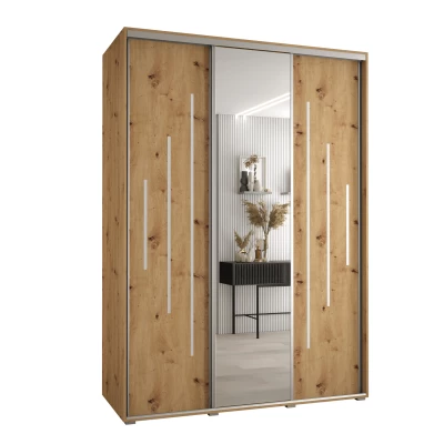 Šatní skříň ASIRI 13 - 170/60 cm, bílá / dub artisan / stříbrná