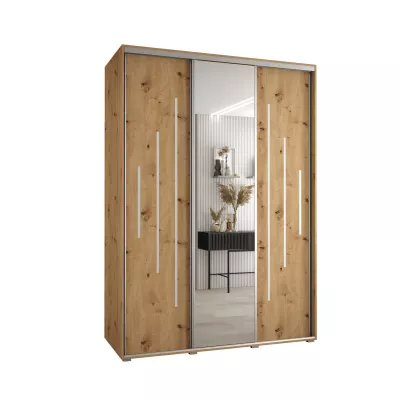 Šatní skříň ASIRI 13 - 170/60 cm, bílá / dub artisan / stříbrná