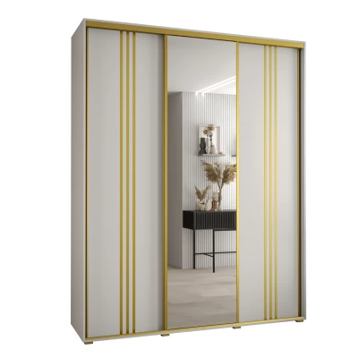 Šatní skříň ASIRI 7 - 190/60 cm, bílá / zlatá