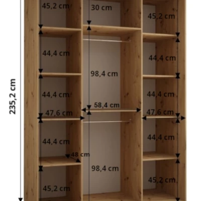 Šatní skříň ASIRI 13 - 160/60 cm, dub artisan / bílá / černá