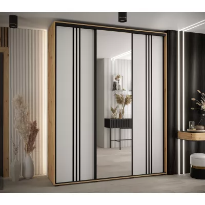 Šatní skříň ASIRI 7 - 190/45 cm, dub artisan / bílá / černá