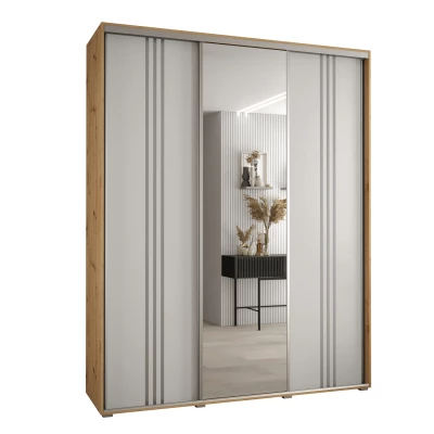 Šatní skříň ASIRI 7 - 190/45 cm, dub artisan / bílá / stříbrná