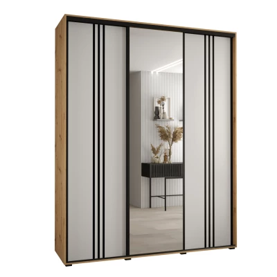 Šatní skříň ASIRI 7 - 190/45 cm, dub artisan / bílá / černá