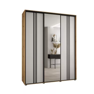 Šatní skříň ASIRI 7 - 190/45 cm, dub artisan / bílá / černá