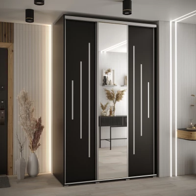 Šatní skříň ASIRI 13 - 160/60 cm, černá / stříbrná