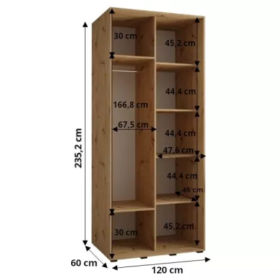 Šatní skříň ASIRI 1 - 120/60 cm, černá / bílá / zlatá