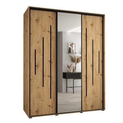 Šatní skříň ASIRI 13 - 200/60 cm, dub artisan / černá