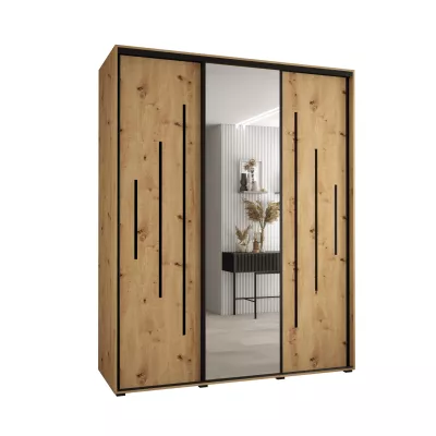 Šatní skříň ASIRI 13 - 200/60 cm, dub artisan / černá