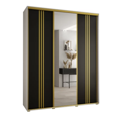 Šatní skříň ASIRI 7 - 190/45 cm, bílá / černá / zlatá