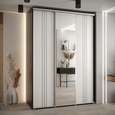 Šatní skříň ASIRI 7 - 180/60 cm, černá / bílá / stříbrná