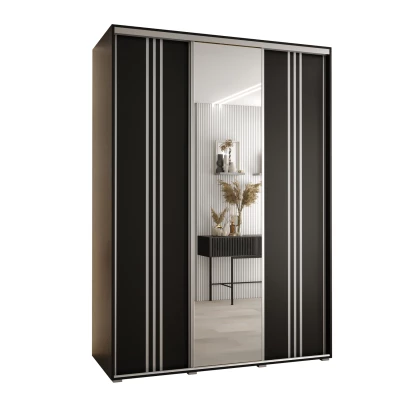 Šatní skříň ASIRI 7 - 180/60 cm, černá / stříbrná