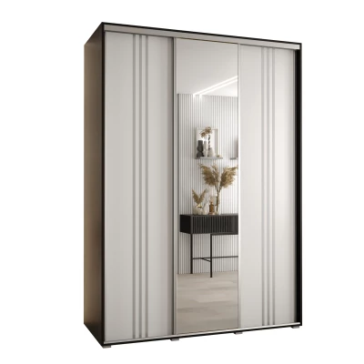 Šatní skříň ASIRI 7 - 180/60 cm, černá / bílá / stříbrná