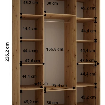 Šatní skříň ASIRI 7 - 180/60 cm, černá / černá