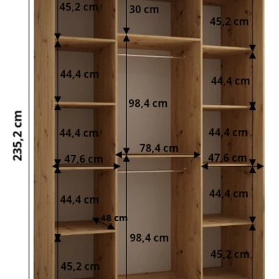 Šatní skříň ASIRI 7 - 180/60 cm, černá / černá