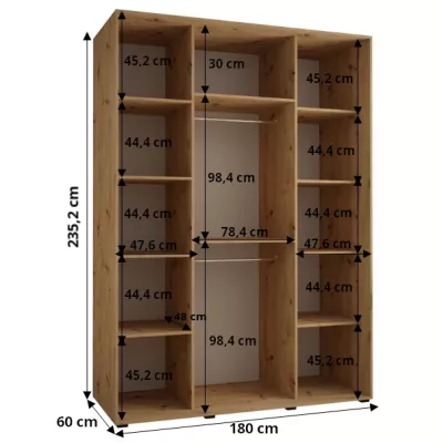 Šatní skříň ASIRI 7 - 180/60 cm, černá / černá