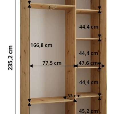 Šatní skříň ASIRI 1 - 130/45 cm, černá / černá