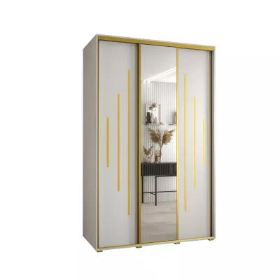 Šatní skříň ASIRI 13 - 160/60 cm, bílá / zlatá
