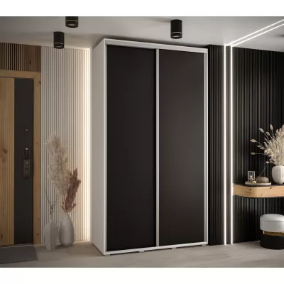 Šatní skříň ASIRI 1 - 130/60 cm, bílá / černá / stříbrná