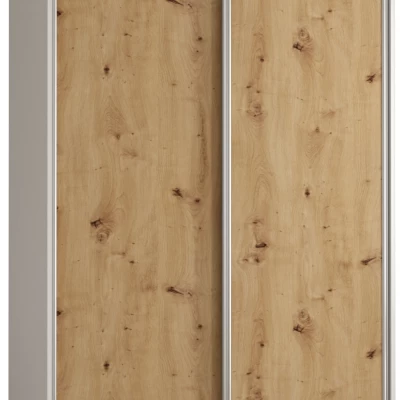 Šatní skříň ASIRI 1 - 130/60 cm, bílá / dub artisan / stříbrná