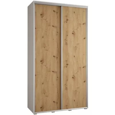 Šatní skříň ASIRI 1 - 130/60 cm, bílá / dub artisan / stříbrná