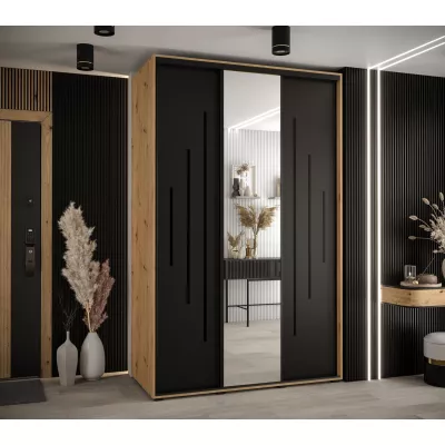 Šatní skříň ASIRI 13 - 150/60 cm, dub artisan / černá / černá