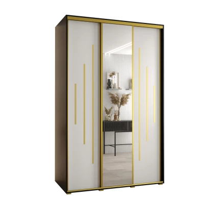 Šatní skříň ASIRI 13 - 150/60 cm, černá / bílá / zlatá