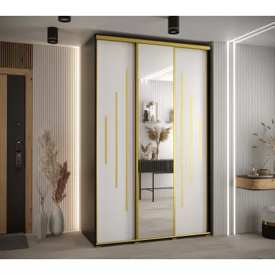 Šatní skříň ASIRI 13 - 150/60 cm, černá / bílá / zlatá