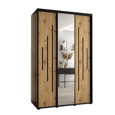 Šatní skříň ASIRI 13 - 150/60 cm, černá / dub artisan / černá