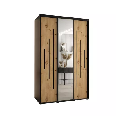 Šatní skříň ASIRI 13 - 150/60 cm, černá / dub artisan / černá