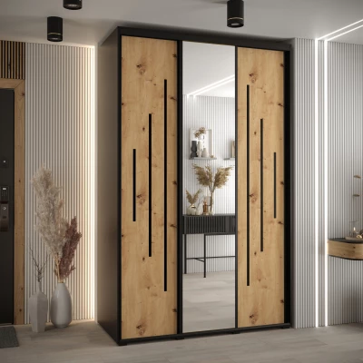 Šatní skříň ASIRI 13 - 150/60 cm, černá / dub artisan / černá