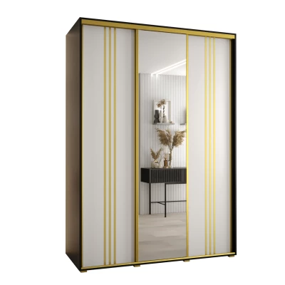 Šatní skříň ASIRI 7 - 170/60 cm, černá / bílá / zlatá