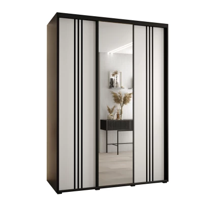 Šatní skříň ASIRI 7 - 170/60 cm, černá / bílá / černá