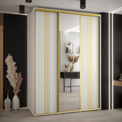 Šatní skříň ASIRI 7 - 170/60 cm, bílá / zlatá