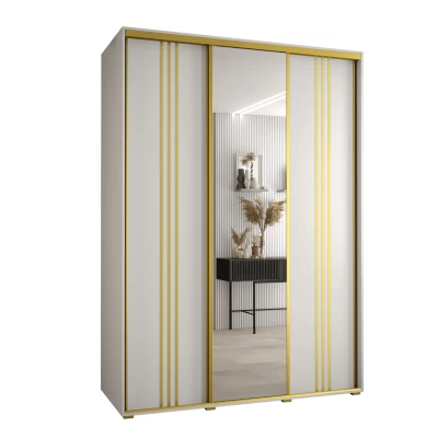 Šatní skříň ASIRI 7 - 170/60 cm, bílá / zlatá
