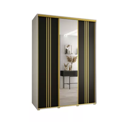 Šatní skříň ASIRI 7 - 170/60 cm, bílá / černá / zlatá