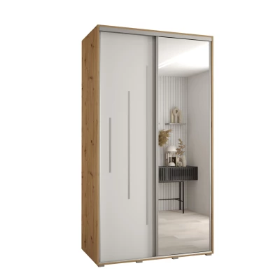 Šatní skříň ASIRI 13 - 140/60 cm, dub artisan / bílá / stříbrná