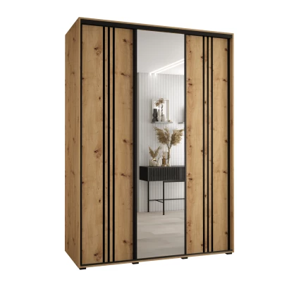 Šatní skříň ASIRI 7 - 170/45 cm, dub artisan / černá
