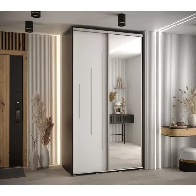 Šatní skříň ASIRI 13 - 140/60 cm, černá / bílá / stříbrná