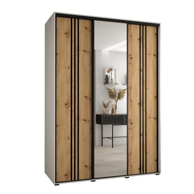 Šatní skříň ASIRI 7 - 170/45 cm, bílá / dub artisan / černá