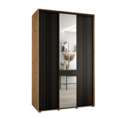 Šatní skříň ASIRI 7 - 160/60 cm, dub artisan / černá / černá