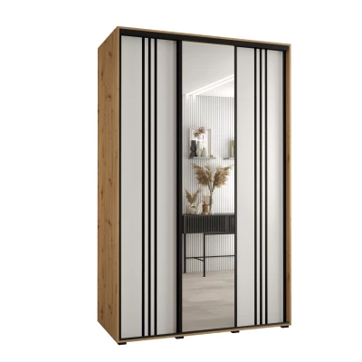 Šatní skříň ASIRI 7 - 160/60 cm, dub artisan / bílá / černá