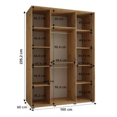 Šatní skříň ASIRI 7 - 160/60 cm, dub artisan / černá