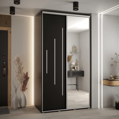 Šatní skříň ASIRI 13 - 130/60 cm, černá / stříbrná