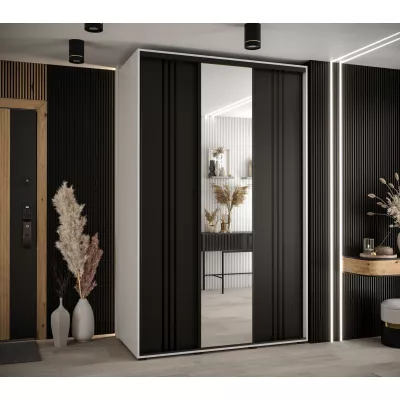 Šatní skříň ASIRI 7 - 160/60 cm, bílá / černá / černá