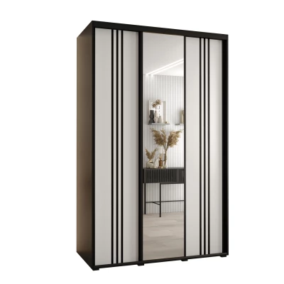 Šatní skříň ASIRI 7 - 160/60 cm, černá / bílá / černá