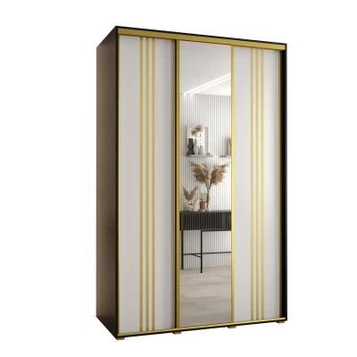 Šatní skříň ASIRI 7 - 160/45 cm, černá / bílá / zlatá