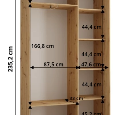 Šatní skříň ASIRI 1 - 140/45 cm, bílá / černá
