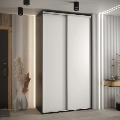 Šatní skříň ASIRI 1 - 140/45 cm, černá / bílá / stříbrná