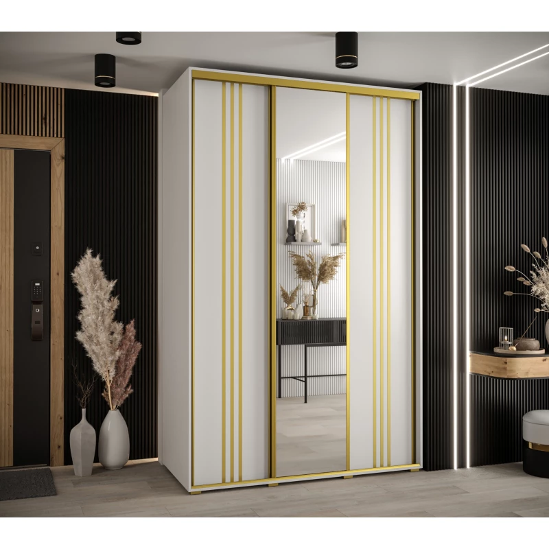 Šatní skříň ASIRI 7 - 160/45 cm, bílá / zlatá